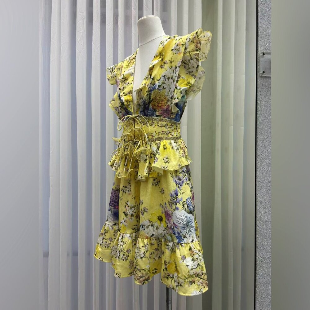 CAMILLA Appliquéd embellished floral-print linen-voile mini dress - Picture 12 of 17